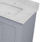 Lexora Home Dukes 80" Double Bathroom Vanity in Dark grey with 2 cm White Carrara Marble Top and Rectangular Sinks, , large