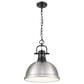 Golden Lighting Duncan 1-Light Pendant with Chain and Pewter Shade in Matte Black, , large