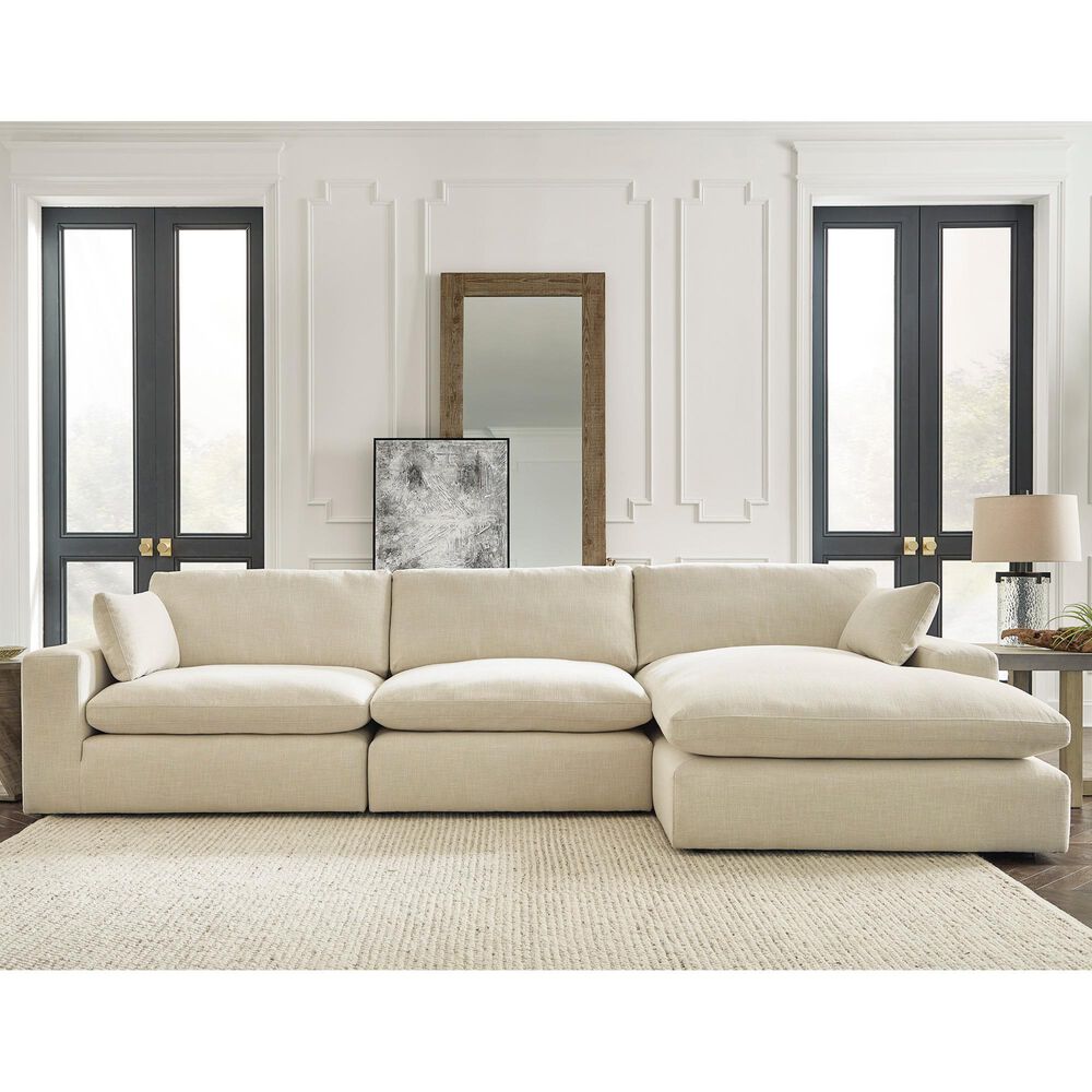 Ashley Elyza 3-Piece Right Facing Sectional with Chaise in Linen, , large