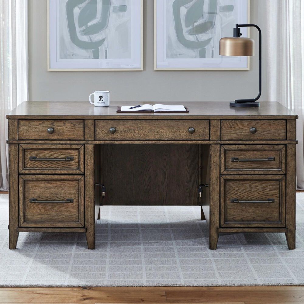 Liberty Furniture Carolina Park Junior Executive Desk in Amber Brown, , large
