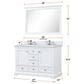 Lexora Home Dukes 48" Double Bathroom Vanity in White with 2 cm White Quartz Top and Rectangular Sinks, , large