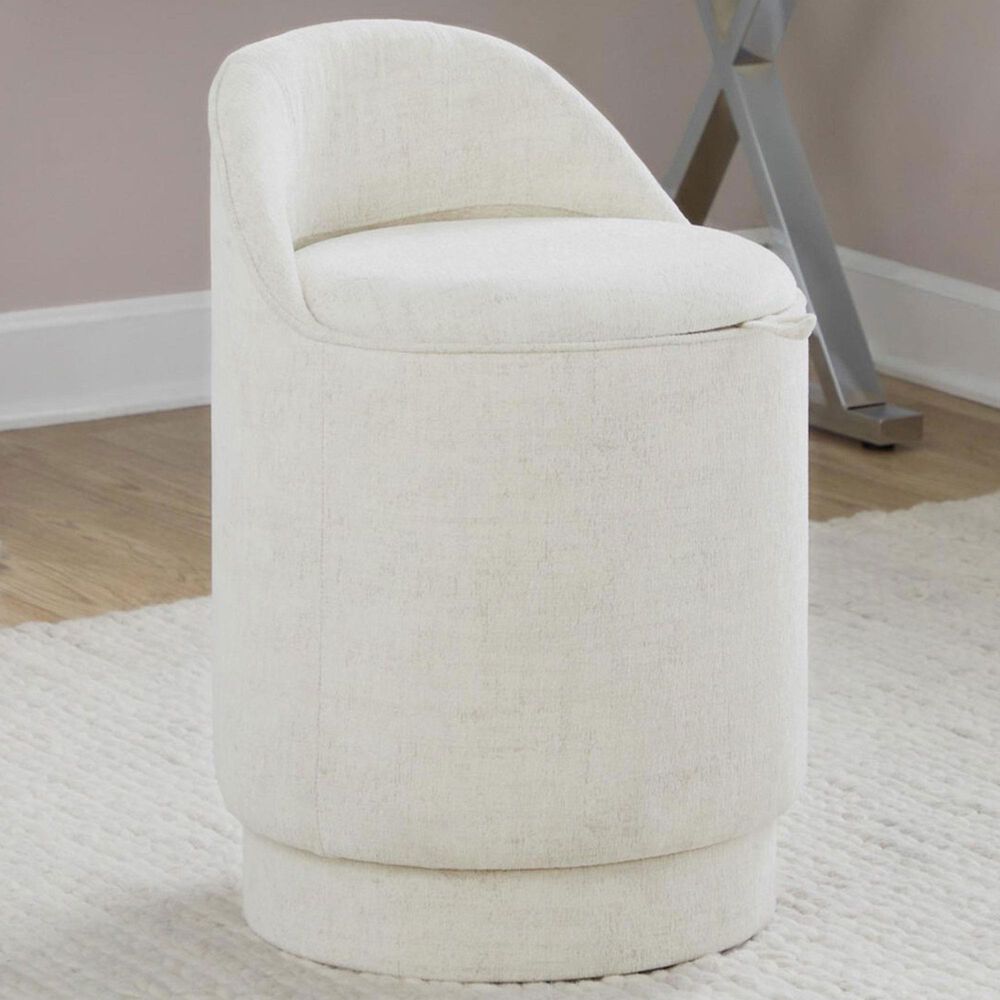 Lumisource Marla Upholstered Vanity Stool in Cream, , large