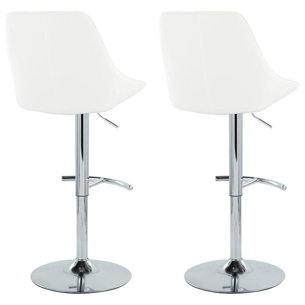 LumiSource Diana Adjustable Barstool with White Faux Leather Upholstery in Chrome (Set of 2), , large