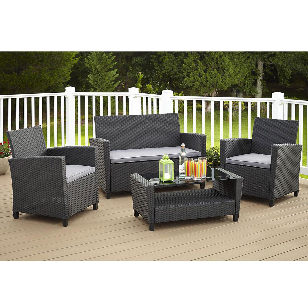 DHP Malmo 4-Piece Patio Conversation Set in Gray/Black, , large