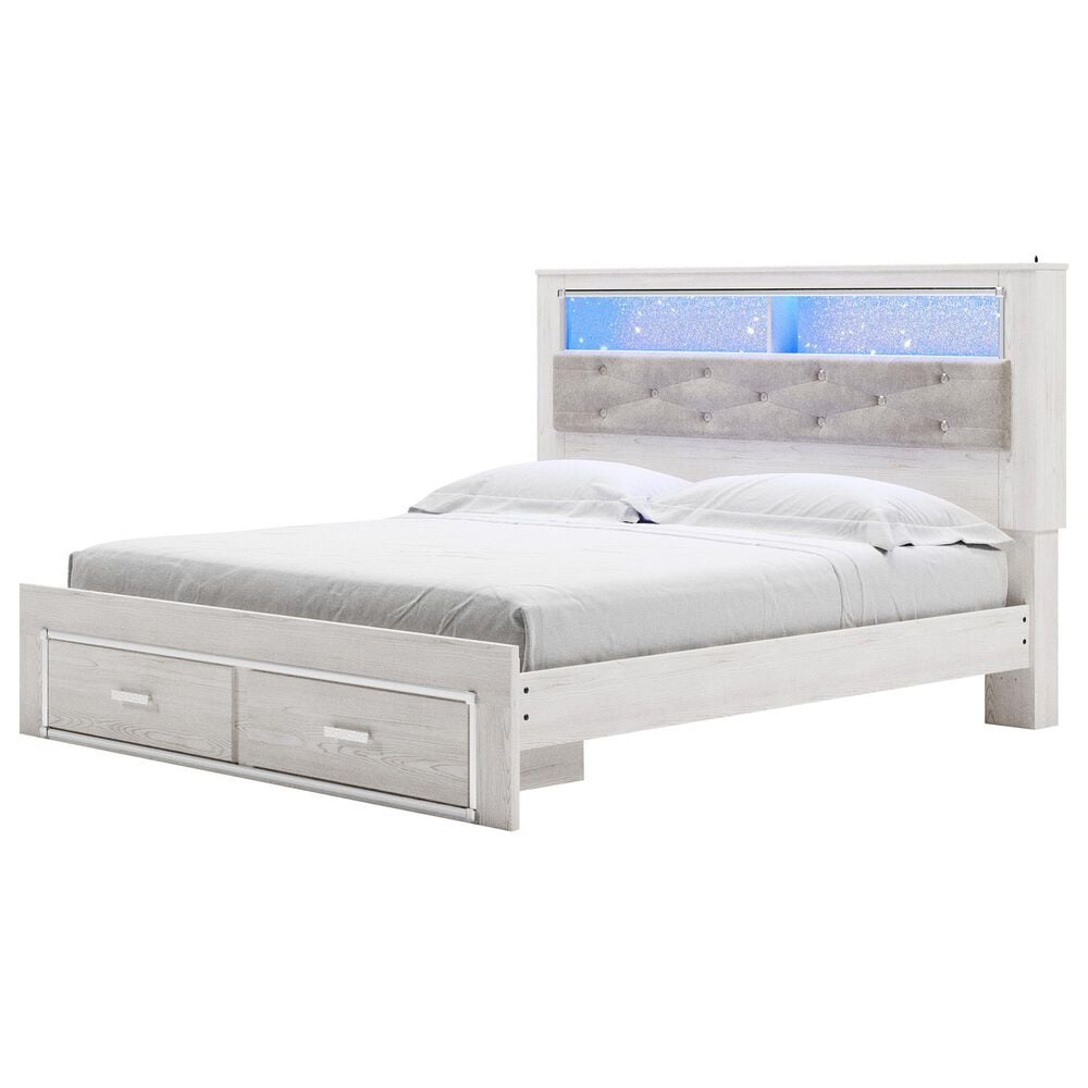Ashley Altyra King Upholstered Bookcase Bed with Storage  in White, , large