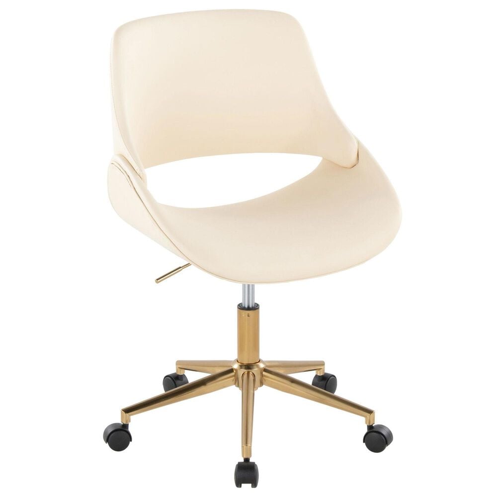 Lumisource Fabrico Office Chair with Cream Cushion in Gold, , large