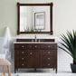 James Martin Vanities Brittany 48" Single Bathroom Vanity in Burnished Mahogany with 3 cm Eternal Jasmine Pearl Silestone Top, Rectangular Sink and FreePower Wireless Charger, , large