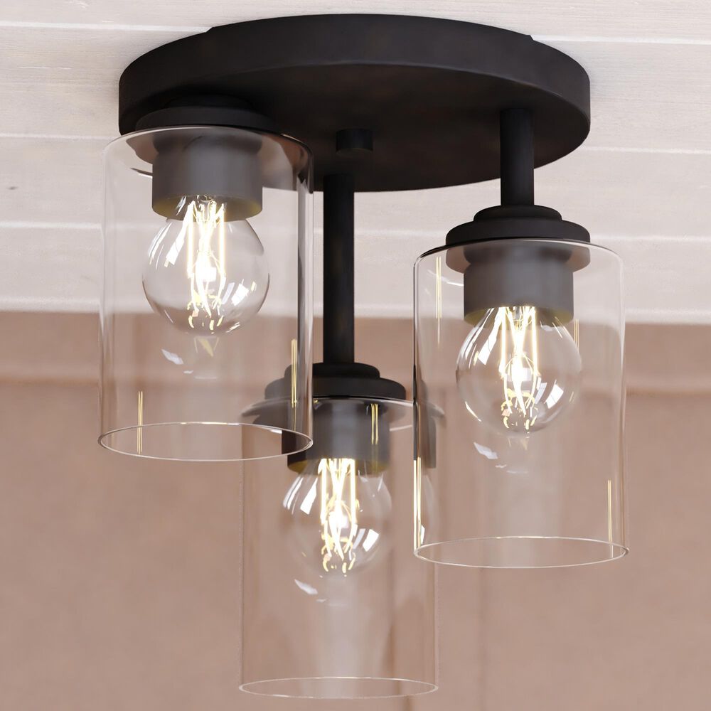 Vaxcel Park Ridge 3-Light Flush Mount in Matte Black, , large