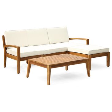Noble House Wilcox 5-Piece Patio Sectional Sofa Set in Beige, , large