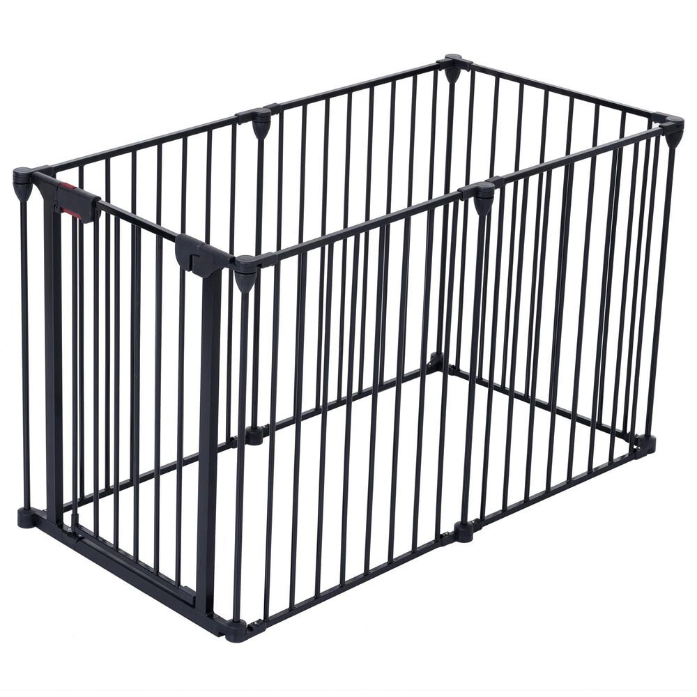 HOMLUX 6-Panel Adjustable Pet Gate in Black, , large