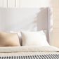 Hearth and Haven Hayden Queen Panel Bed with Ivory Upholstery in Walnut, , large