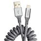 Ventev Chargesync Helix Coiled Usb A To Apple Lightning Cable - Heather Gray, , large