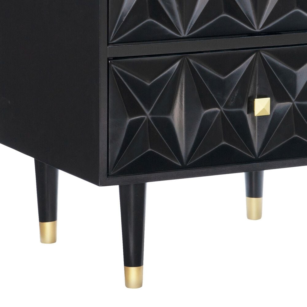 Linon Home Decor Geo 2-Drawer Texture Nightstand in Black and Gold, , large