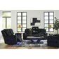 Ashley Forest Lake Power Reclining Loveseat with Console and Adjustable Headrest in Black Velvet, , large