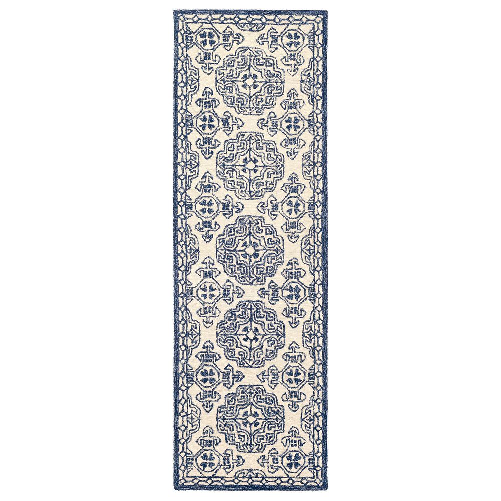 Surya Granada GND-2303 2'6" x 8' Dark Blue, Denim and Ivory Runner, , large