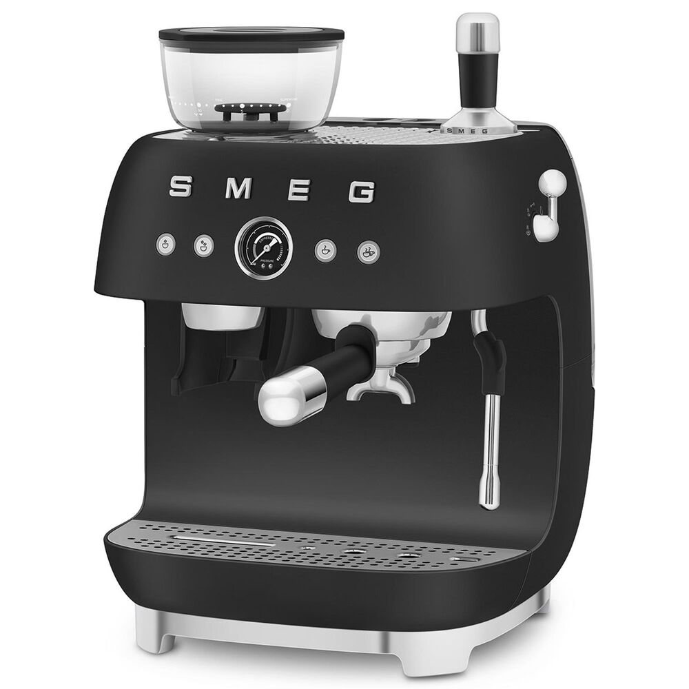 SMEG Espresso Manual Coffee Machine with Grinder in Matte Black, , large
