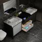 Lexora Home Zilara 84" Double Bathroom Vanity in Black and Grey with 11 cm Castle Grey Marble Top and Rectangular Sinks, , large