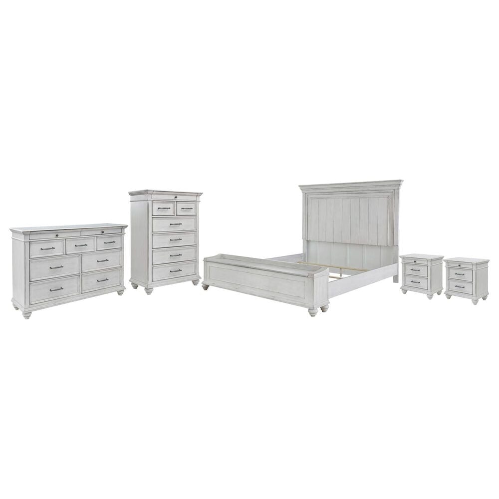 Ashley Kanwyn 5-Piece Queen Storage Bedroom Set in Whitewash, , large