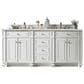 James Martin Vanities Bristol 72" Double Bathroom Vanity in Bright White with 3 cm Carrara White Marble Top and Rectangular Sinks, , large