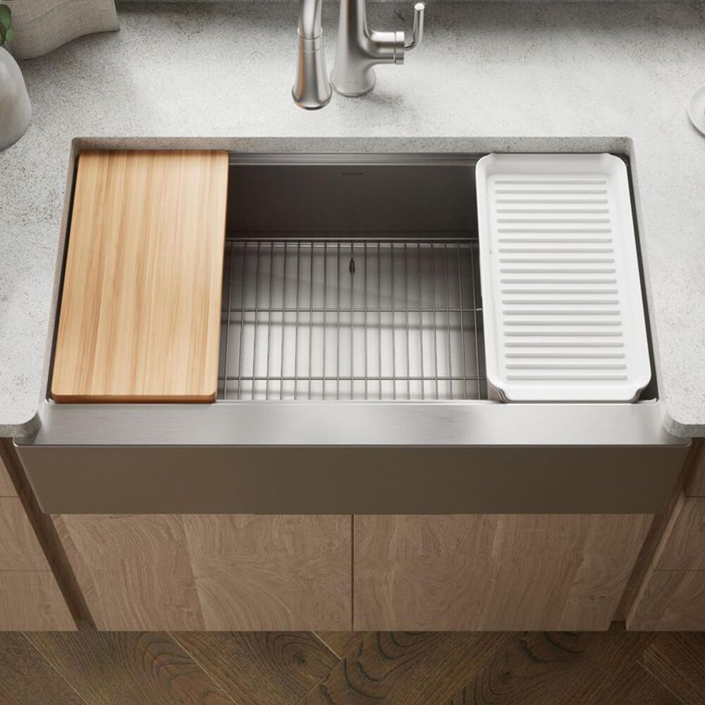 Kohler Strive 35.5" Undermount Single-Bowl Workstation Kitchen Sink in Stainless Steel, , large