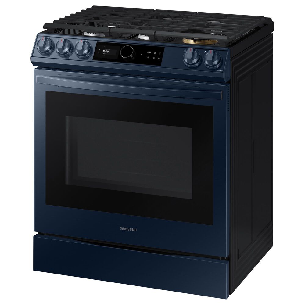Samsung Bespoke Smart Slide-in Gas Range 6.0 cu. ft. w/ Smart Dial, Air Fry &amp; Wi-Fi in Navy Steel, , large