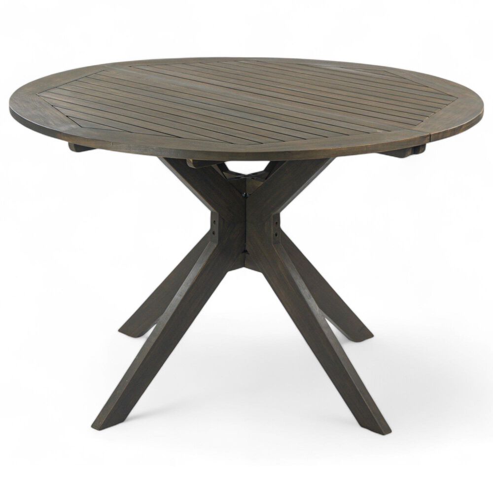 Hearth and Haven Stanford Outdoor Round Dining Table in Gray - Table Only, , large