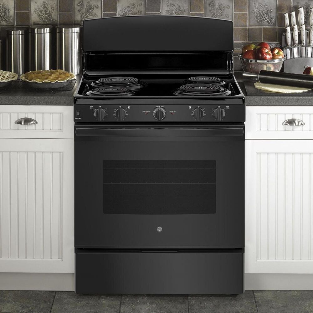 GE Appliances 30" Free-Standing Electric Range with Coil Top in Black, , large