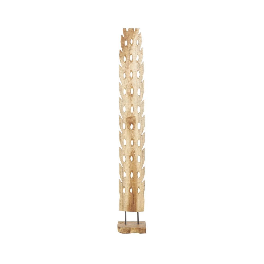 Maple and Jade 49" Handmade Tall Floor Cutout Post Decorative Sculpture in Light Brown and Black, , large