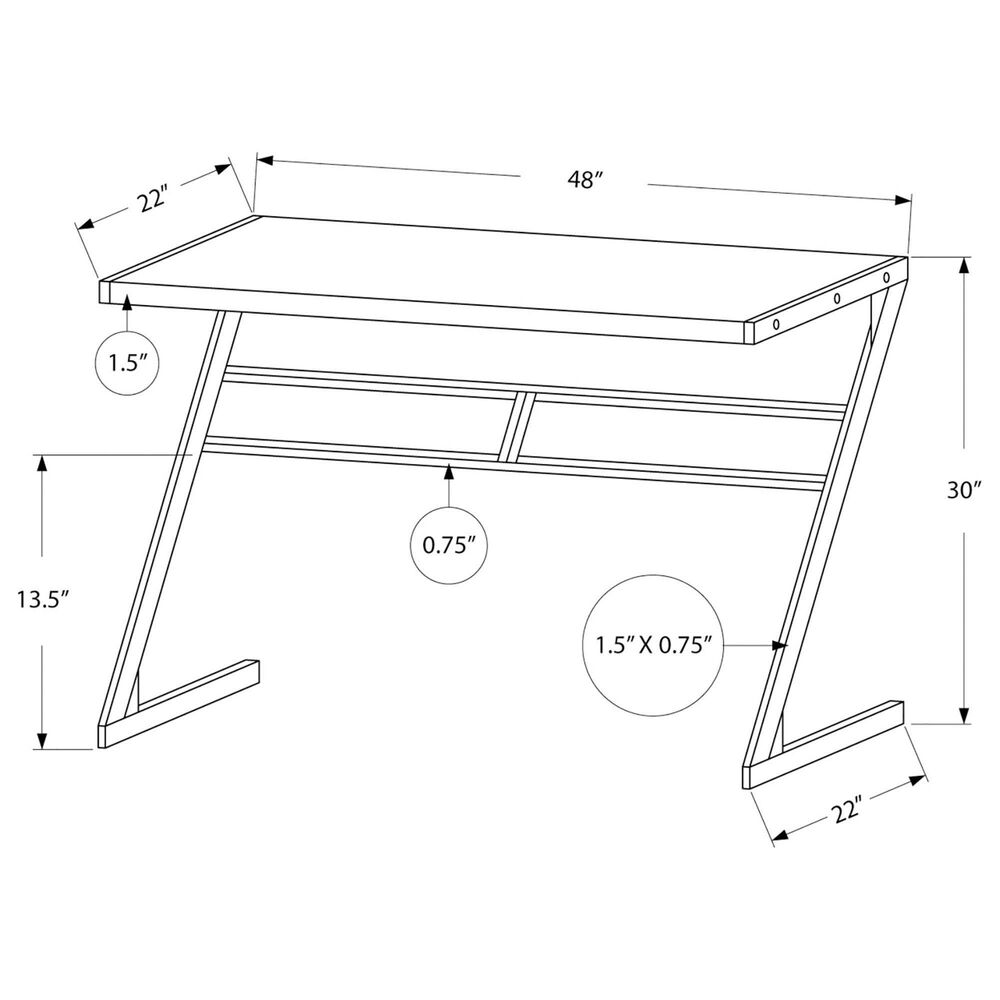 Monarch Specialties 48" Computer Desk in White and Silver, , large