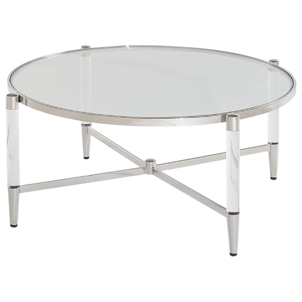 Urban Home Marilyn Coffee Table in Clear and Polished Stainless Steel, , large