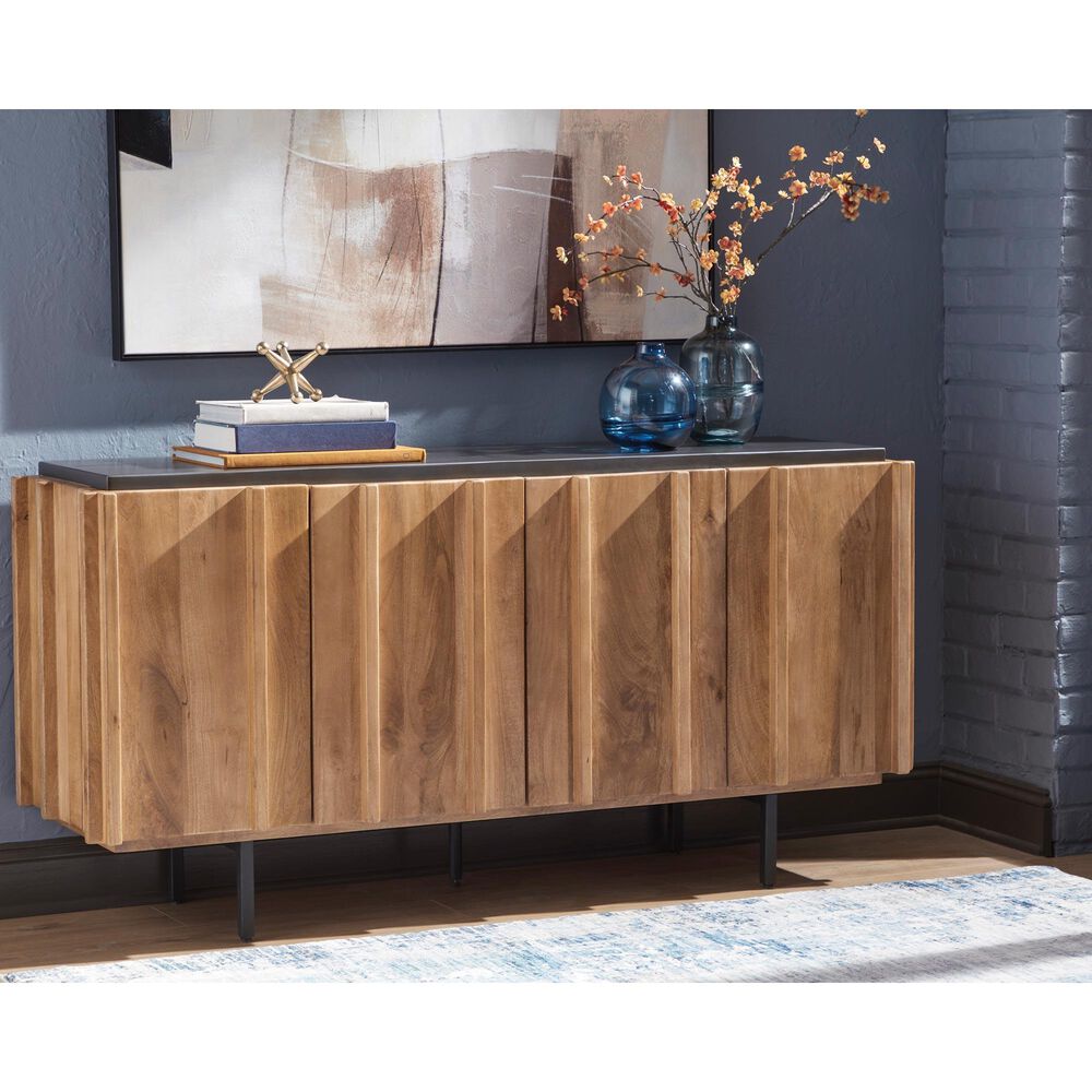 Ashley Quintavious Accent Cabinet in Light Brown, Charcoal Gray and Black, , large