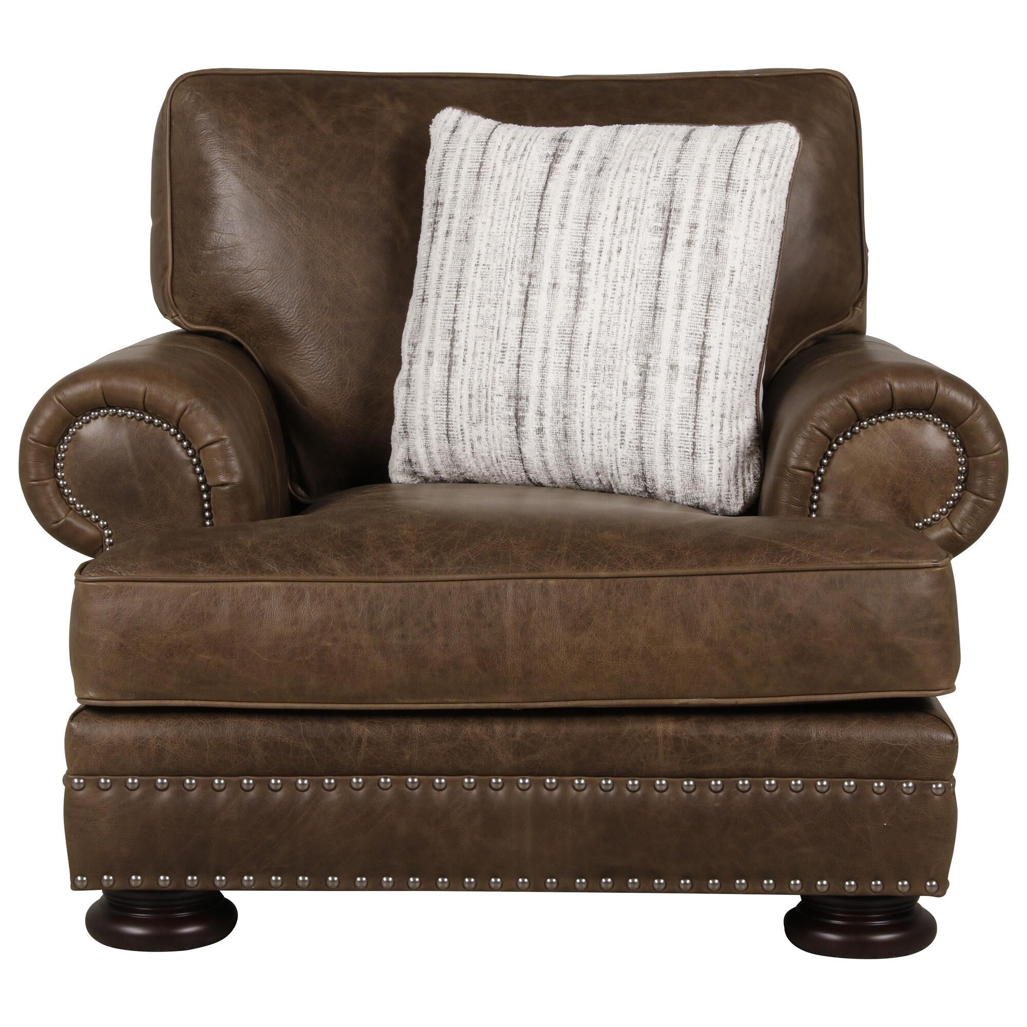 Bernhardt Stationary Leather Chair in Mocha NFM