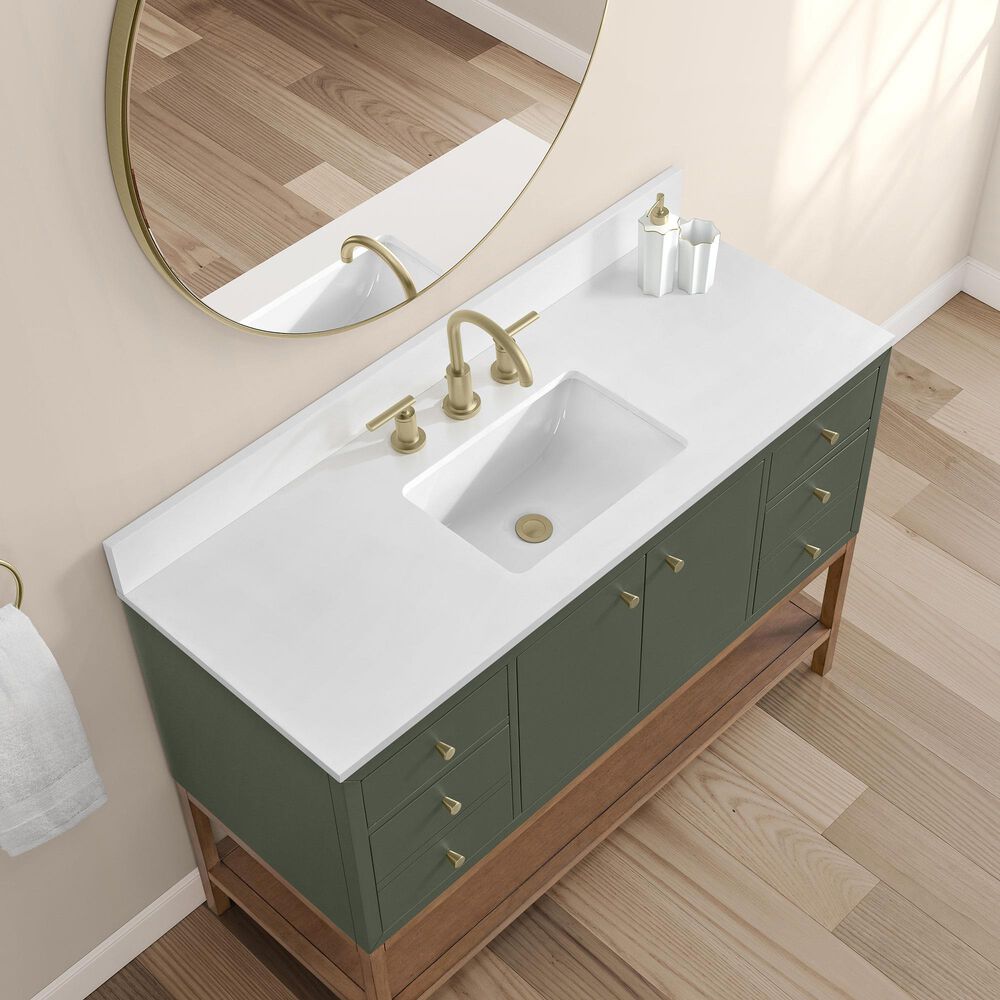 37B Isadore 48" Single Bathroom Vanity Cabinet in Deep Olive Green and White Composite Stone Top and Backsplash, , large