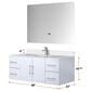 Lexora Home Geneva 48" Single Bathroom Vanity in Dark Grey with 2 cm White Quartz Top and Rectangular Sink, , large