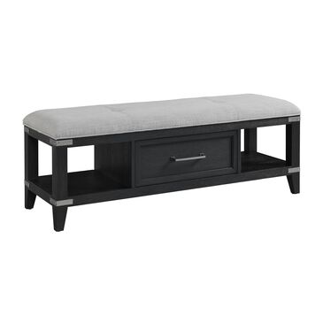 Hawthorne Furniture Laguna Bench with Drawer in Weathered Steel Slate, , large