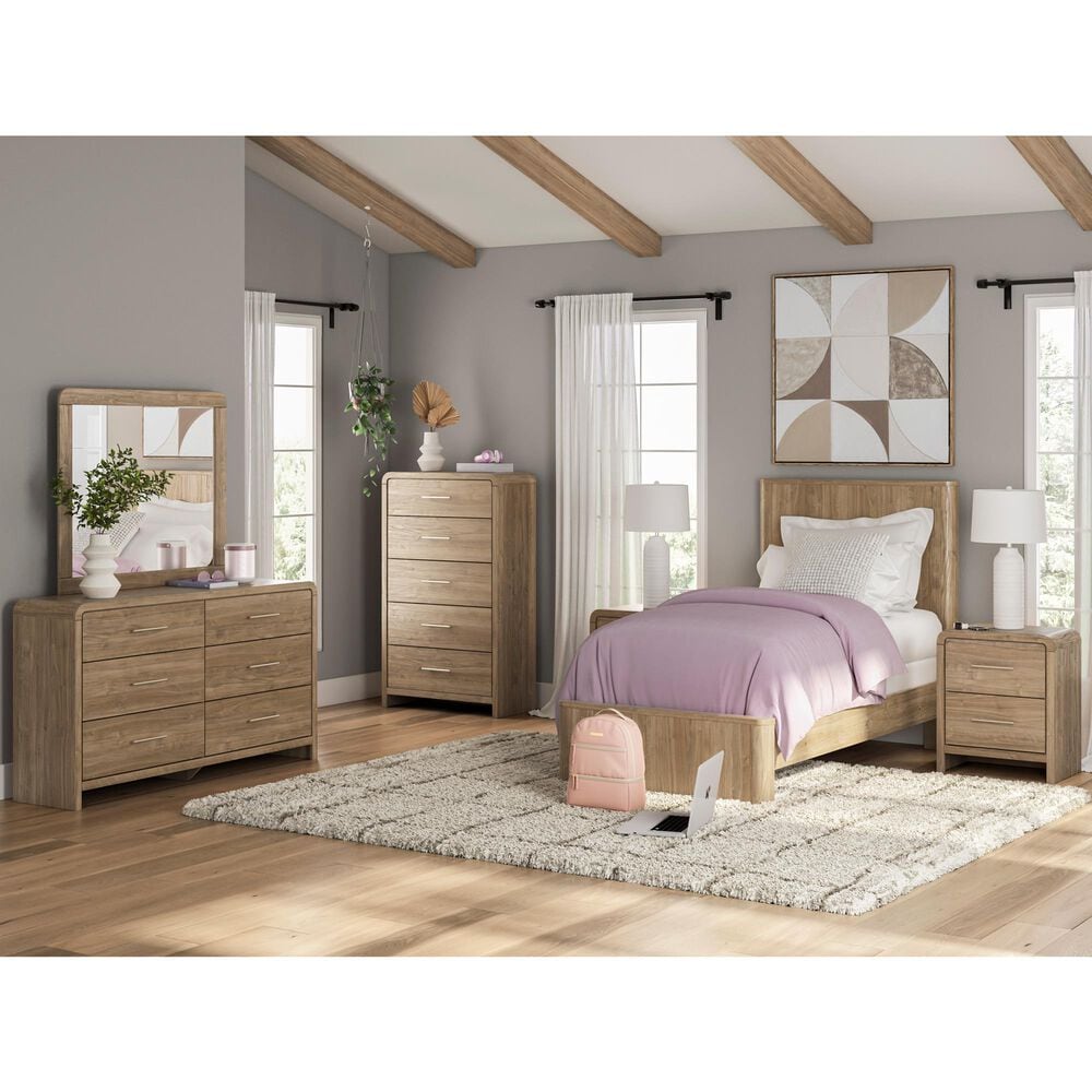 Ashley Gramburg 5-Drawer Chest in Warm Natural Brown, , large