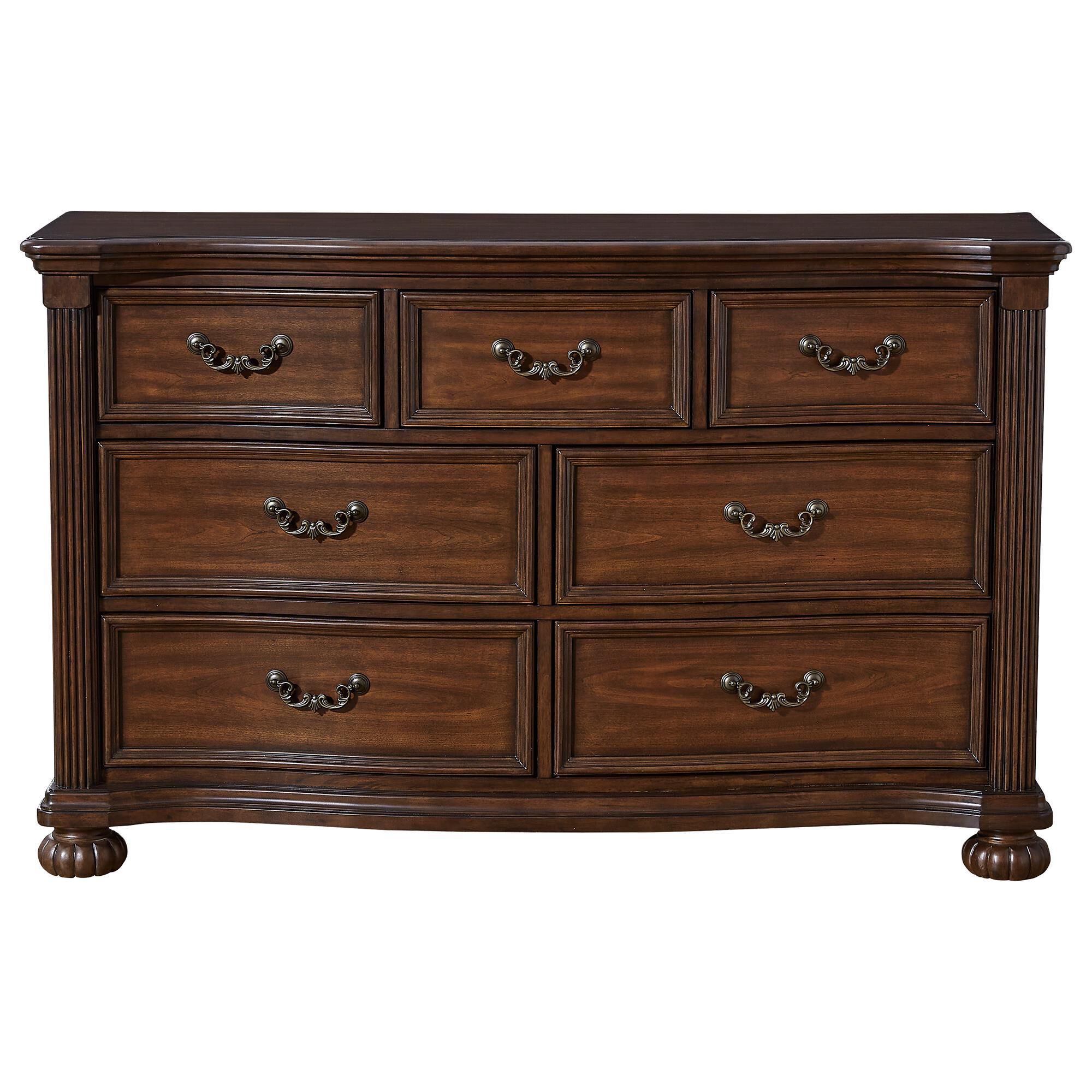 Ashley Lavinton 7-Drawer Dresser in Cherry Brown