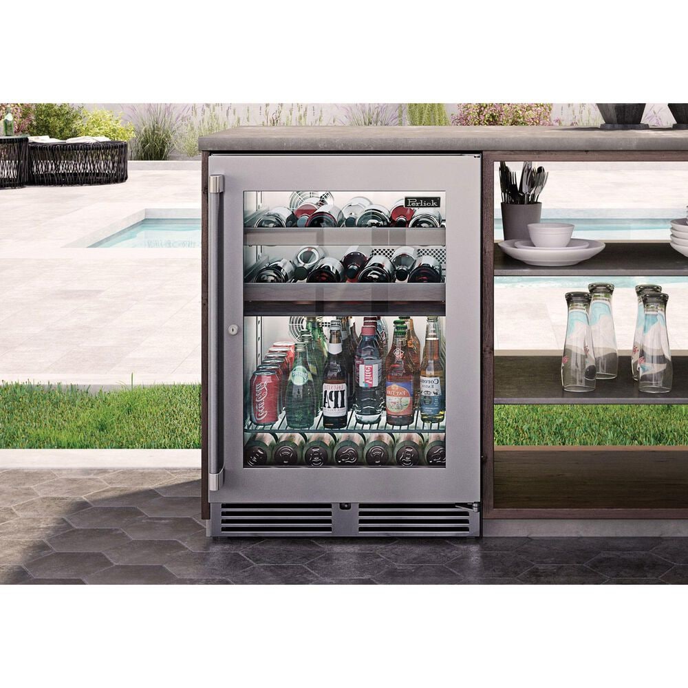 Perlick Signature 5.2 Cu. Ft. Outdoor Beverage Center with Right Hinge Glass Door in Stainless Steel, , large