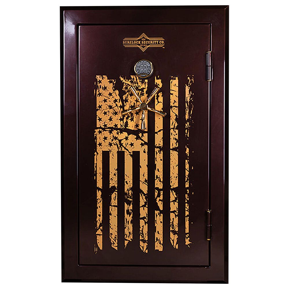 Prominent Adelaide Plush Doll Surelock Security Flag Series 30 Gun and Home Safe in Glossy Burgundy, Tan  and Black | Nebraska Furniture Mart