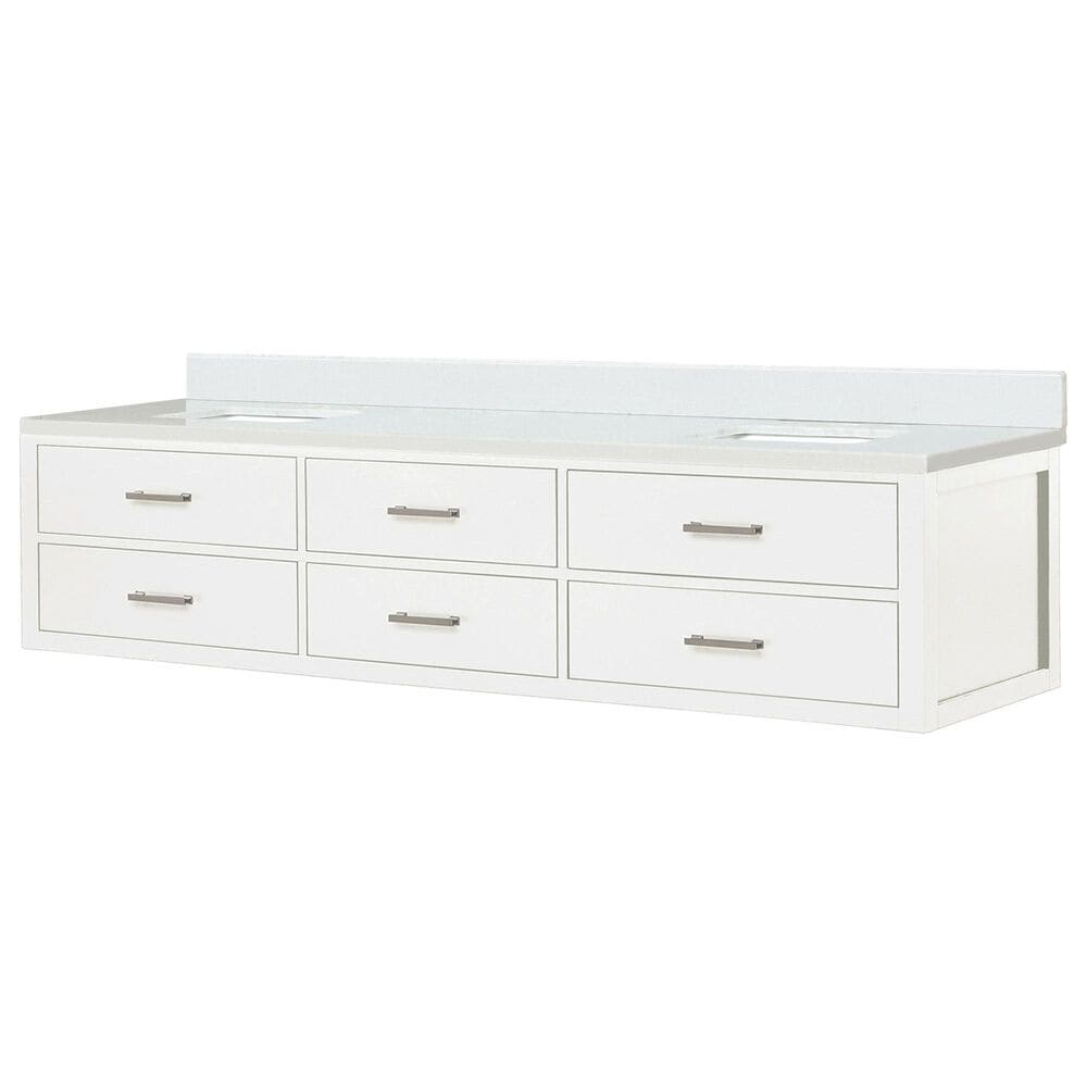 Lexora Home Castor 84" Double Bathroom Vanity in White with 2 cm White Quartz Top and Rectangular Sinks, , large