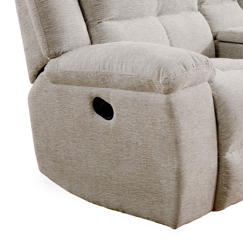 Simeon Collection Buster Manual Dual Reclining Console Loveseat in Opal Taupe Velvet, , large