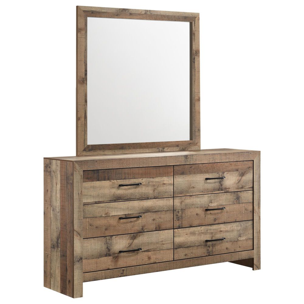 Crown Mark Elmer 6 Drawer Dresser and Mirror in Rustic Brown, , large
