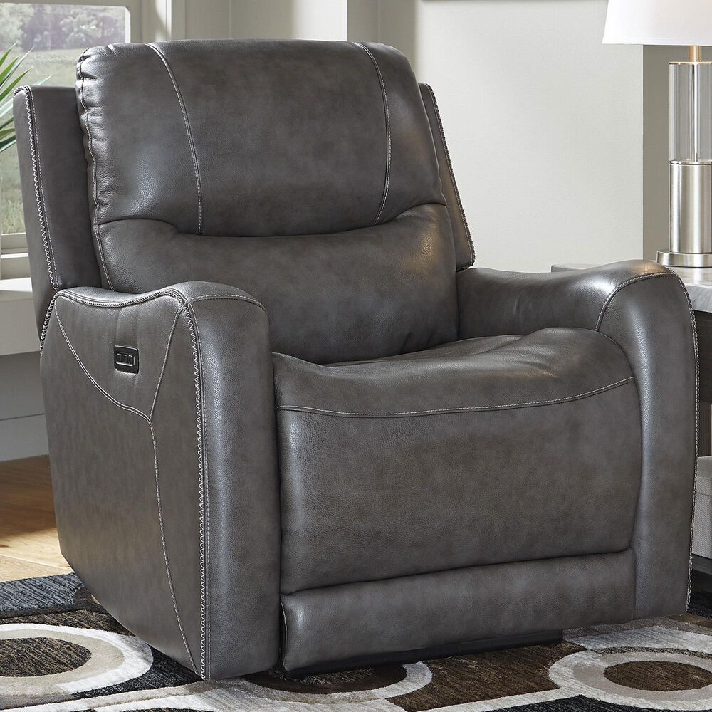 Ashley Galahad Power Zero Wall Recliner in Smoke, , large