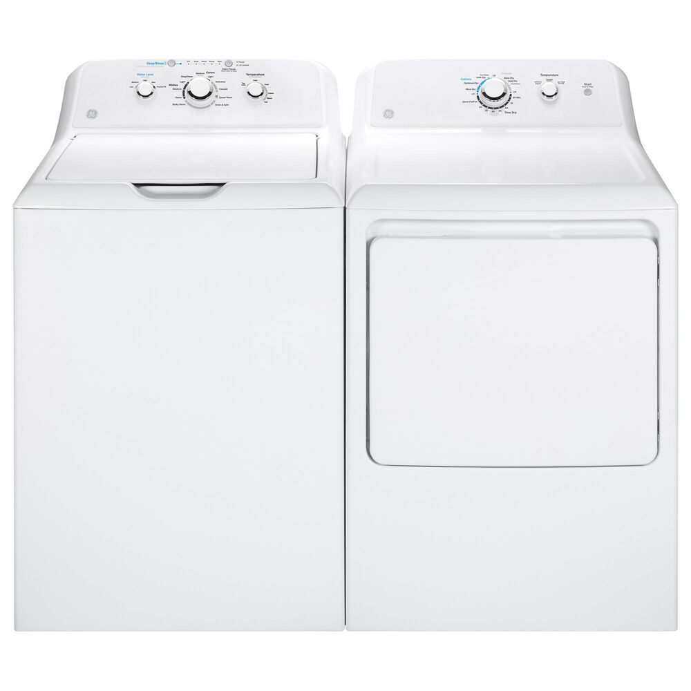 GE Appliances 4.2 Cu. Ft. Top Load Washer and 7.2 Cu. Ft. Gas Dryer in White, , large