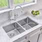 Blanco Quatrus 32" R15 Equal Double Bowl Kitchen Sink in Refined Brushed, , large
