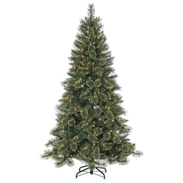The Gerson Company 7.5" Pre-Lit Cashmere Pine Christmas Tree in Green, , large