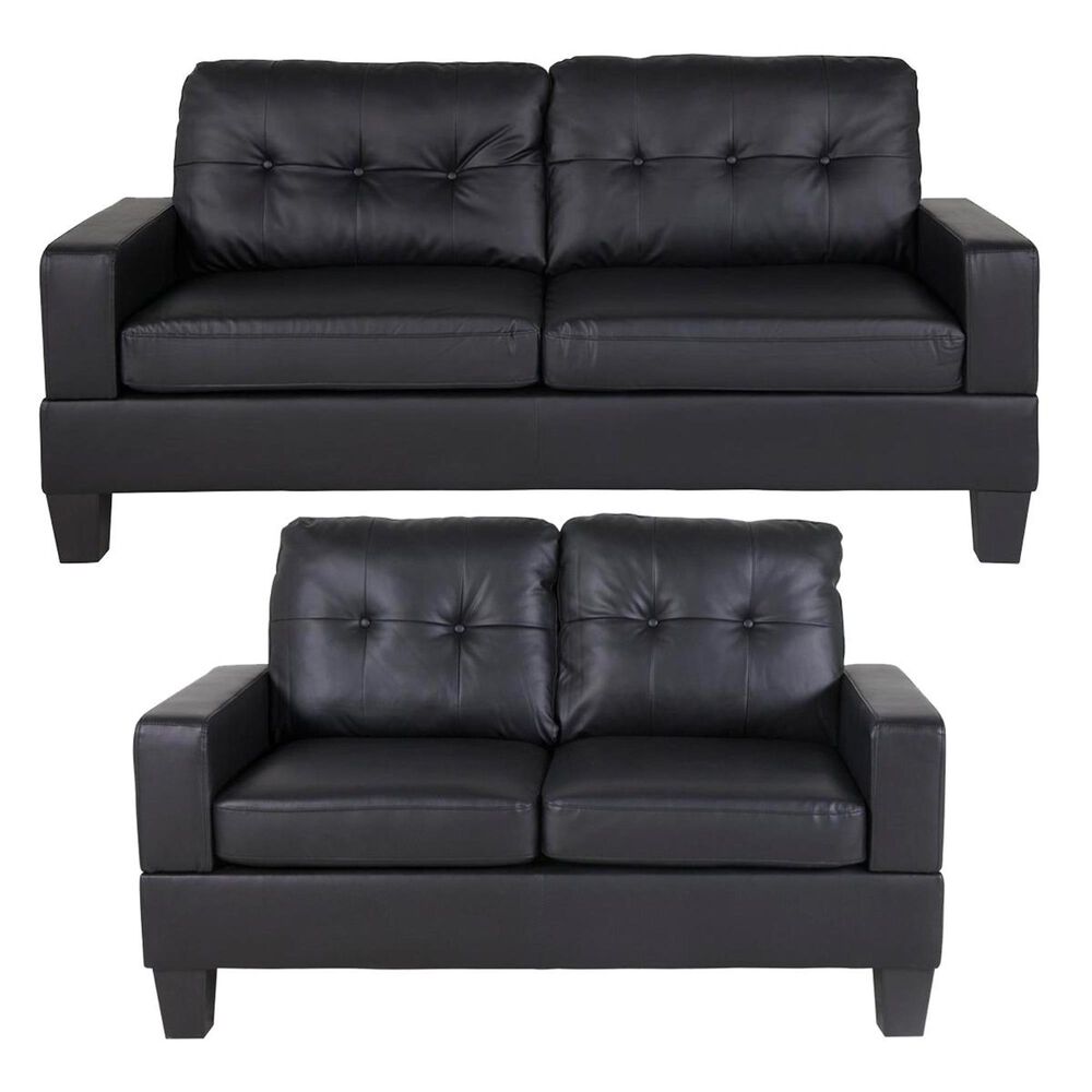 Titanic Furniture Sofa and Loveseat Set in Black, , large