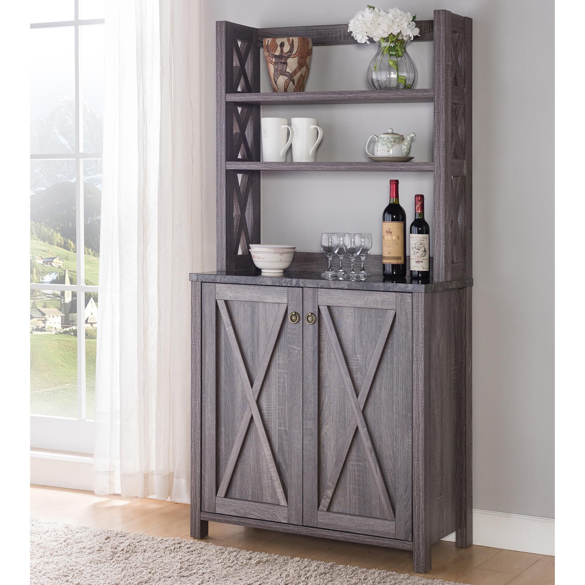 Furniture of America Minor Bakers Rack in Dark Gray NFM