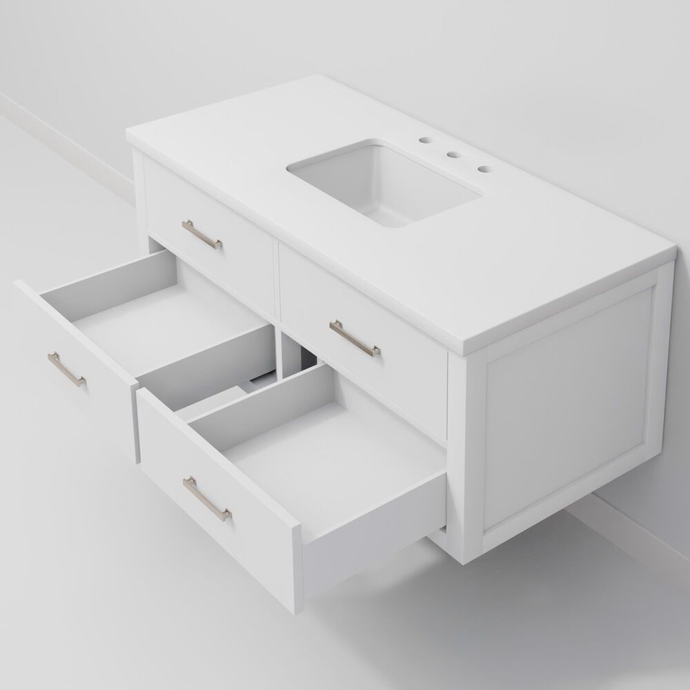 Lexora Home Castor 48" Single Bathroom Vanity in White with 2 cm White Cultured Marble Top and Rectangular Sink, , large