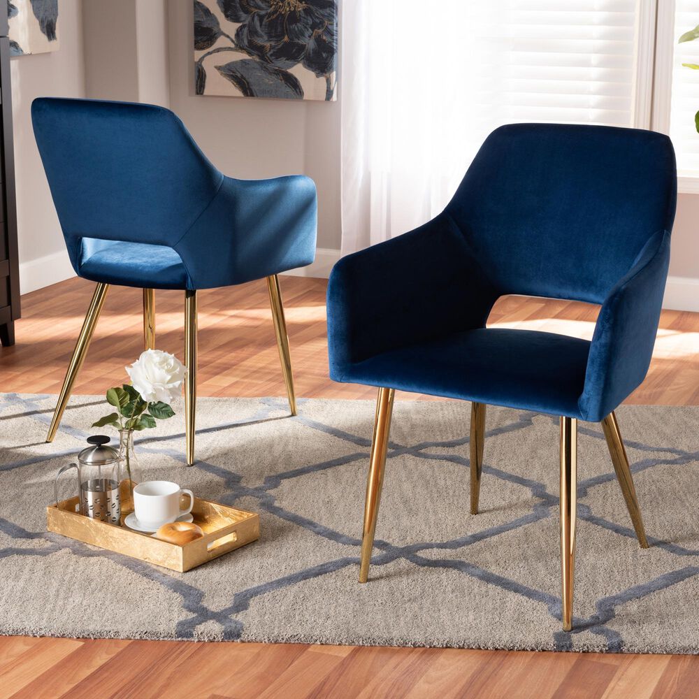 Baxton Studio Germaine Arm Chair in Gold (Set of 2), , large